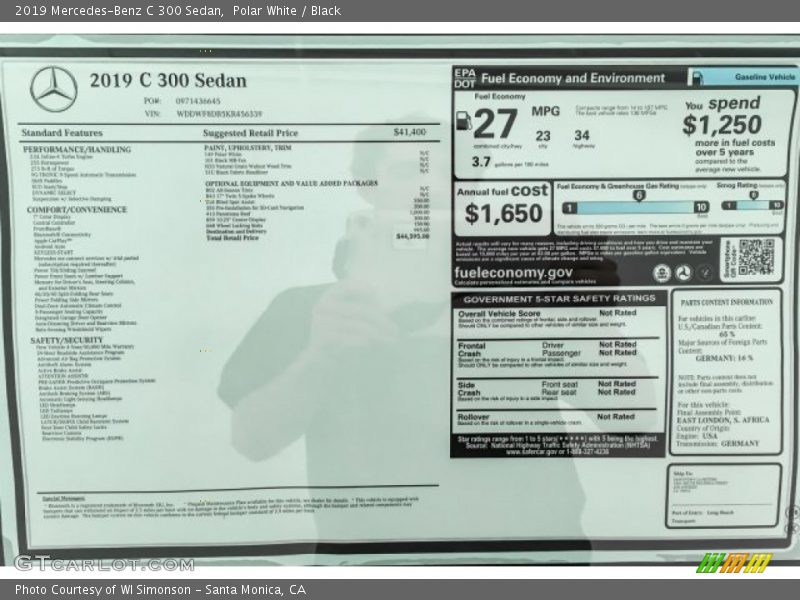 Polar White / Black 2019 Mercedes-Benz C 300 Sedan