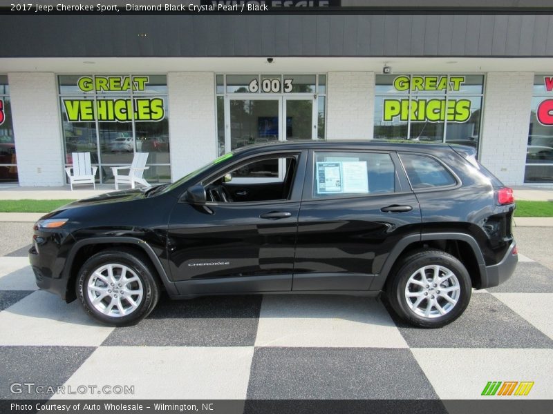 Diamond Black Crystal Pearl / Black 2017 Jeep Cherokee Sport