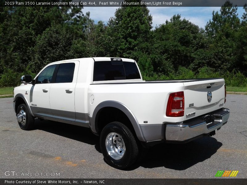 Pearl White / Mountain Brown/Light Frost Beige 2019 Ram 3500 Laramie Longhorn Mega Cab 4x4
