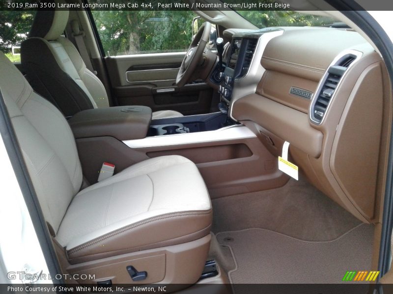 Pearl White / Mountain Brown/Light Frost Beige 2019 Ram 3500 Laramie Longhorn Mega Cab 4x4
