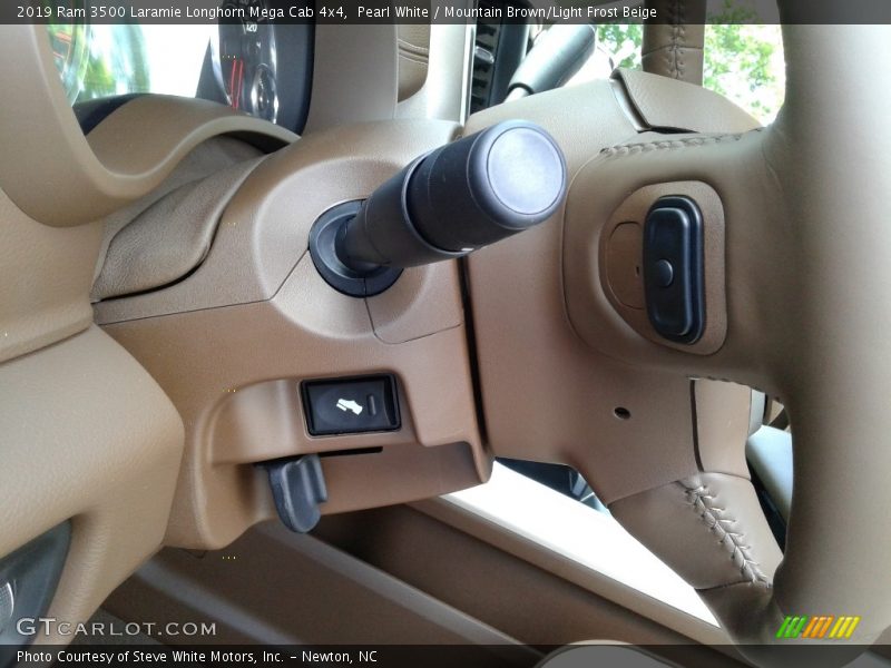 Pearl White / Mountain Brown/Light Frost Beige 2019 Ram 3500 Laramie Longhorn Mega Cab 4x4