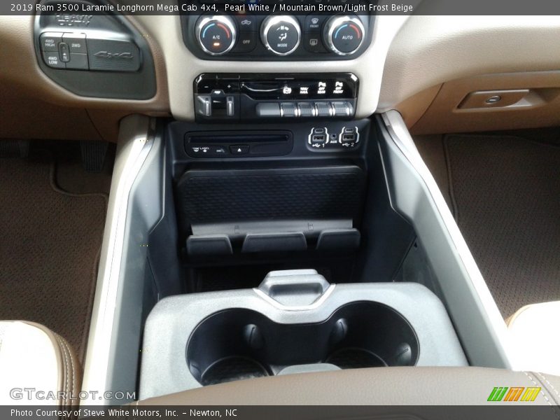 Pearl White / Mountain Brown/Light Frost Beige 2019 Ram 3500 Laramie Longhorn Mega Cab 4x4