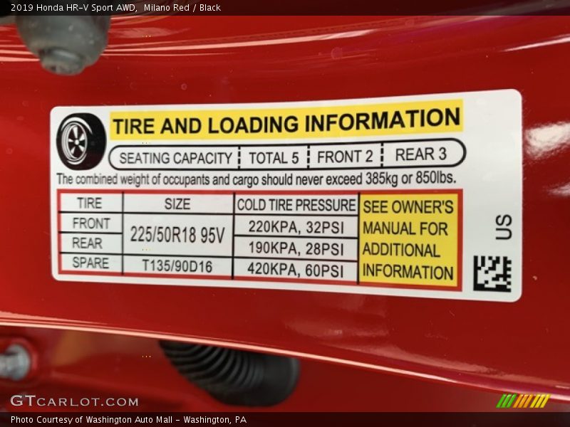 Milano Red / Black 2019 Honda HR-V Sport AWD