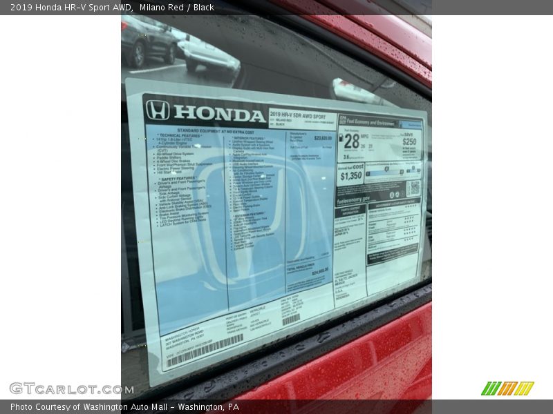 Milano Red / Black 2019 Honda HR-V Sport AWD