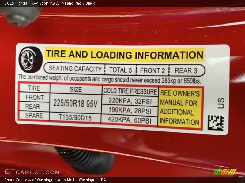 Milano Red / Black 2019 Honda HR-V Sport AWD