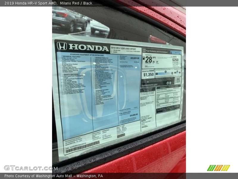 Milano Red / Black 2019 Honda HR-V Sport AWD