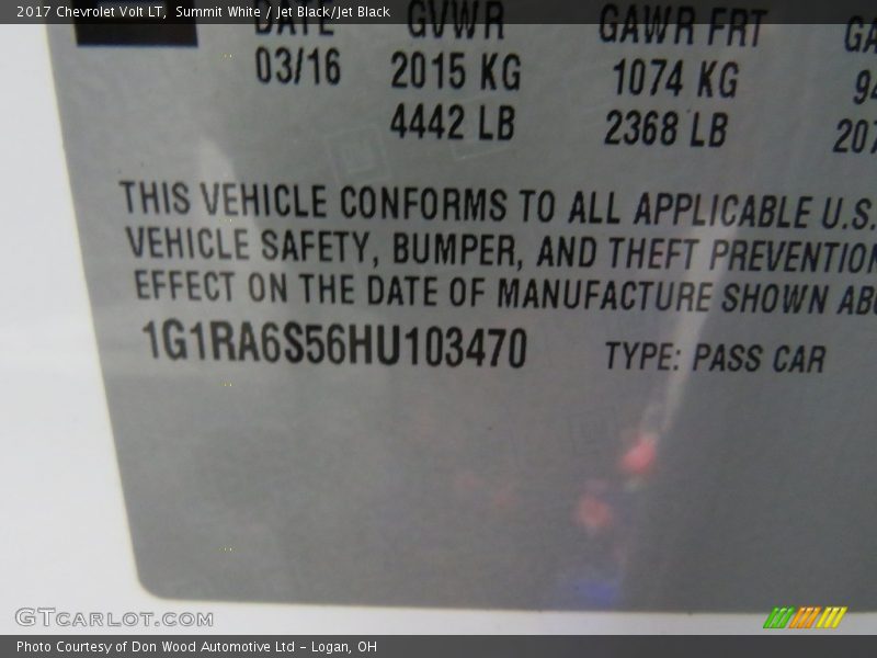 Summit White / Jet Black/Jet Black 2017 Chevrolet Volt LT