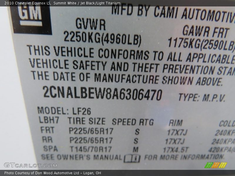 Summit White / Jet Black/Light Titanium 2010 Chevrolet Equinox LS