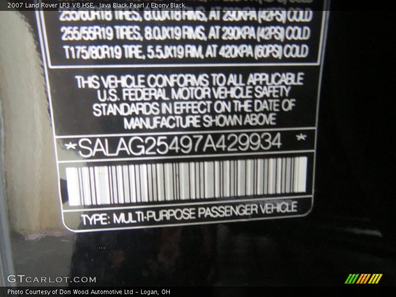 Java Black Pearl / Ebony Black 2007 Land Rover LR3 V8 HSE