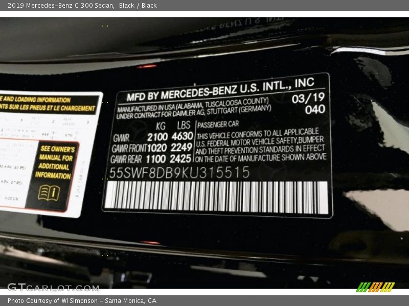 Black / Black 2019 Mercedes-Benz C 300 Sedan