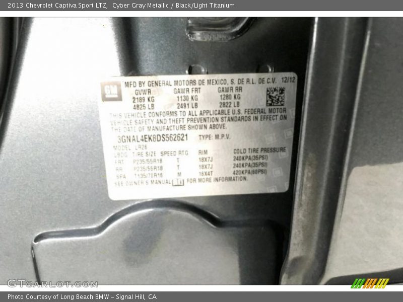 Cyber Gray Metallic / Black/Light Titanium 2013 Chevrolet Captiva Sport LTZ