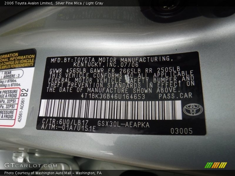Silver Pine Mica / Light Gray 2006 Toyota Avalon Limited