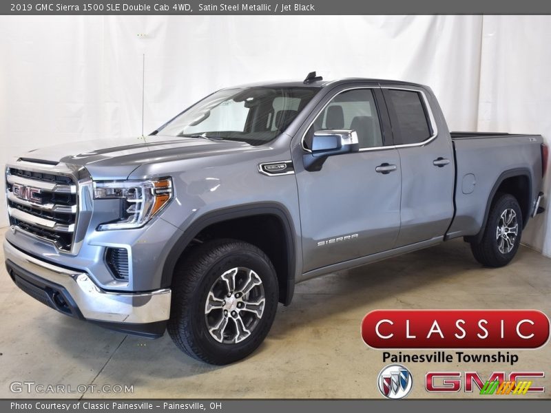 Satin Steel Metallic / Jet Black 2019 GMC Sierra 1500 SLE Double Cab 4WD