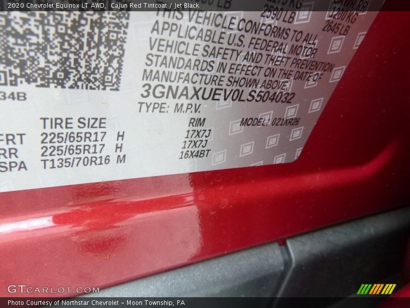Cajun Red Tintcoat / Jet Black 2020 Chevrolet Equinox LT AWD