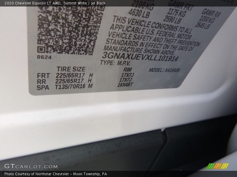 Summit White / Jet Black 2020 Chevrolet Equinox LT AWD