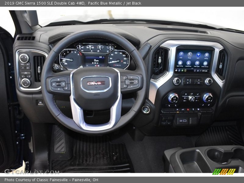 Pacific Blue Metallic / Jet Black 2019 GMC Sierra 1500 SLE Double Cab 4WD