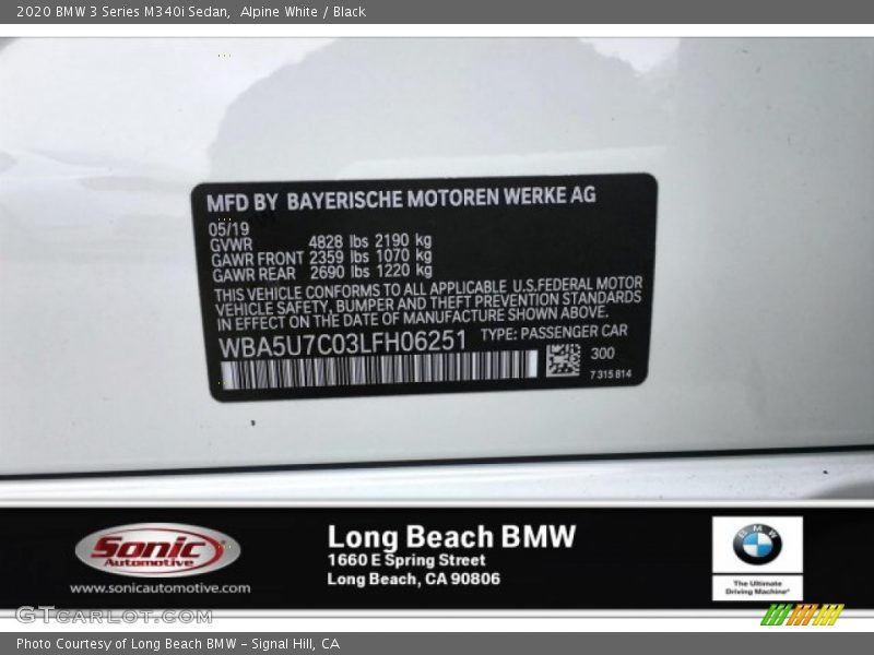 Alpine White / Black 2020 BMW 3 Series M340i Sedan