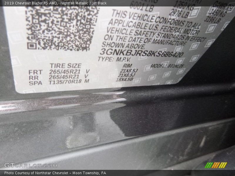Nightfall Metallic / Jet Black 2019 Chevrolet Blazer RS AWD