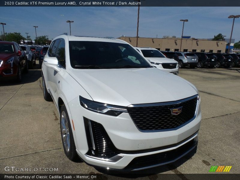 Crystal White Tricoat / Dark Auburn 2020 Cadillac XT6 Premium Luxury AWD