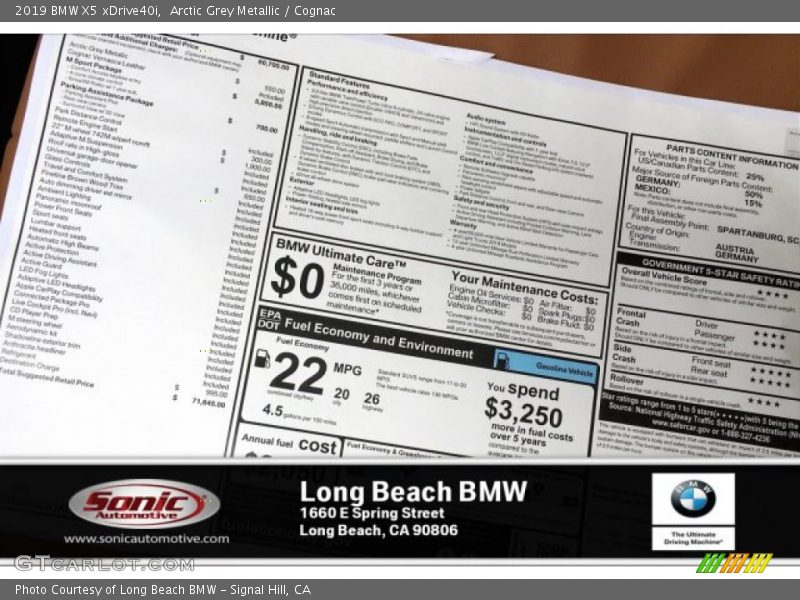Arctic Grey Metallic / Cognac 2019 BMW X5 xDrive40i