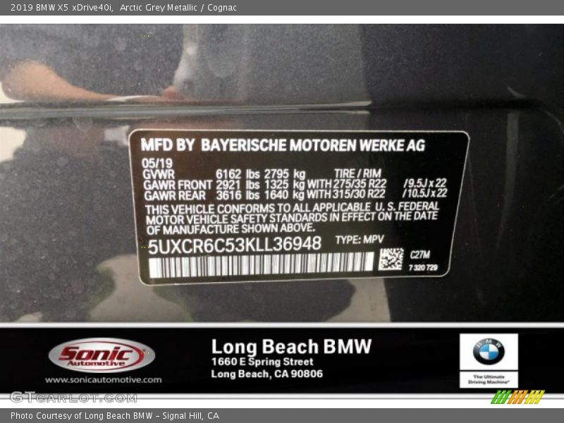 Arctic Grey Metallic / Cognac 2019 BMW X5 xDrive40i