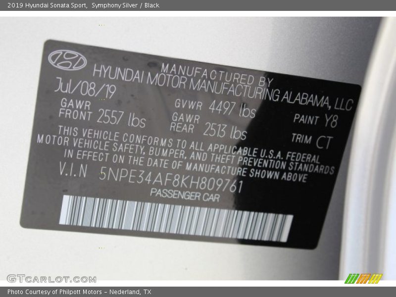 Symphony Silver / Black 2019 Hyundai Sonata Sport