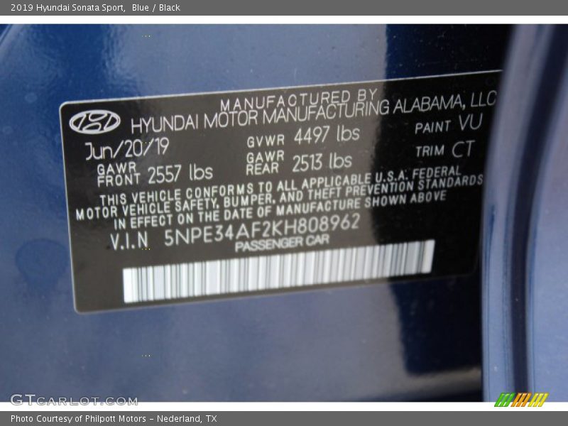 Blue / Black 2019 Hyundai Sonata Sport