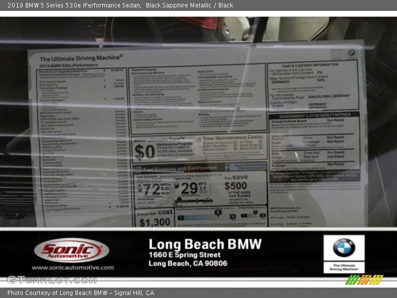 Black Sapphire Metallic / Black 2019 BMW 5 Series 530e iPerformance Sedan