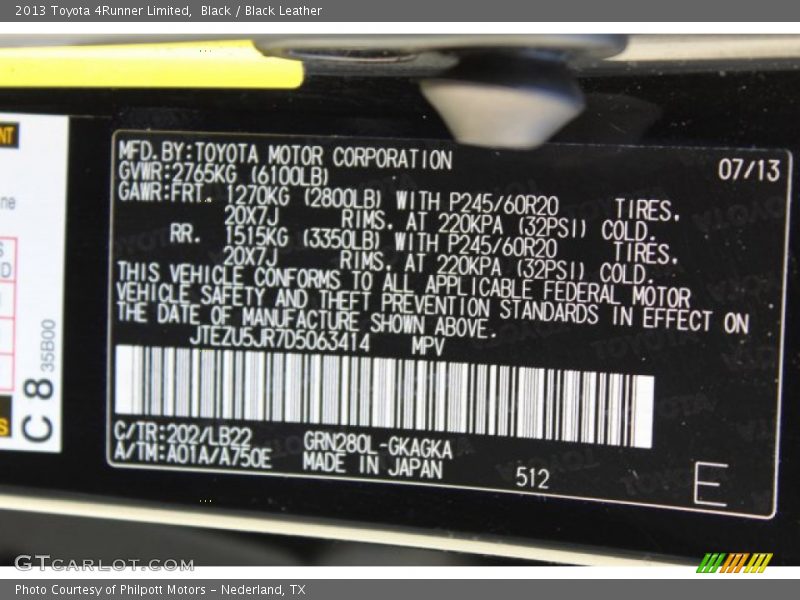 Black / Black Leather 2013 Toyota 4Runner Limited