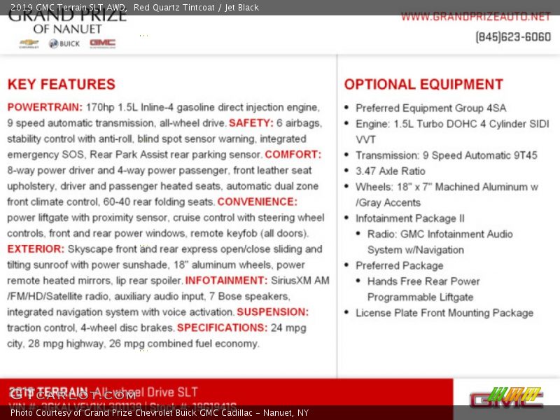 Red Quartz Tintcoat / Jet Black 2019 GMC Terrain SLT AWD