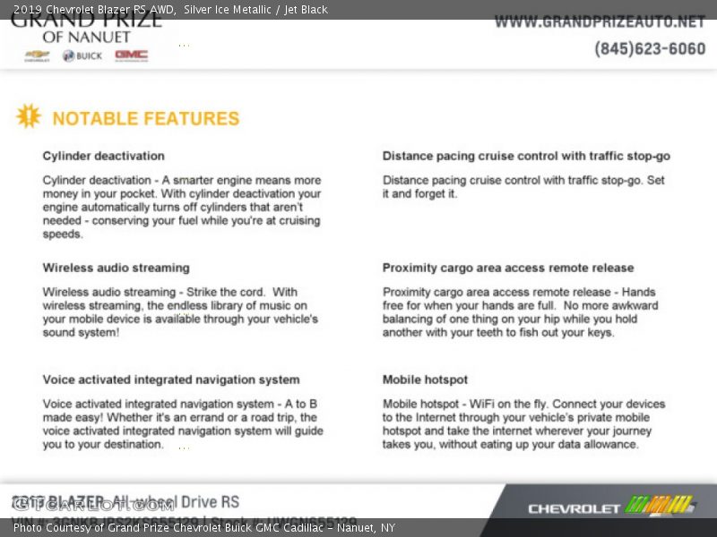 Silver Ice Metallic / Jet Black 2019 Chevrolet Blazer RS AWD