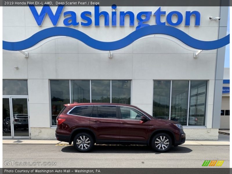 Deep Scarlet Pearl / Beige 2019 Honda Pilot EX-L AWD