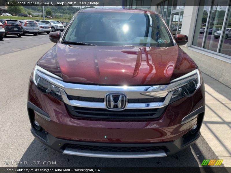 Deep Scarlet Pearl / Beige 2019 Honda Pilot EX-L AWD