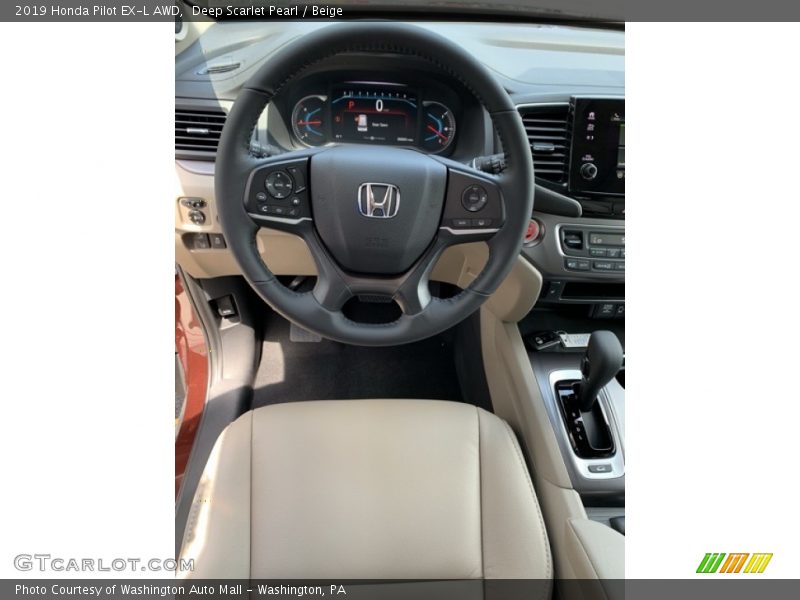 Deep Scarlet Pearl / Beige 2019 Honda Pilot EX-L AWD