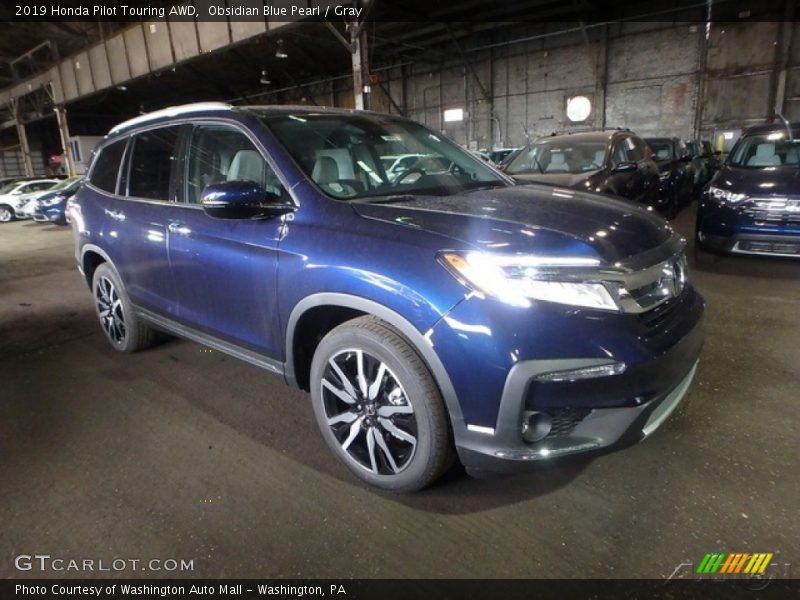 Obsidian Blue Pearl / Gray 2019 Honda Pilot Touring AWD