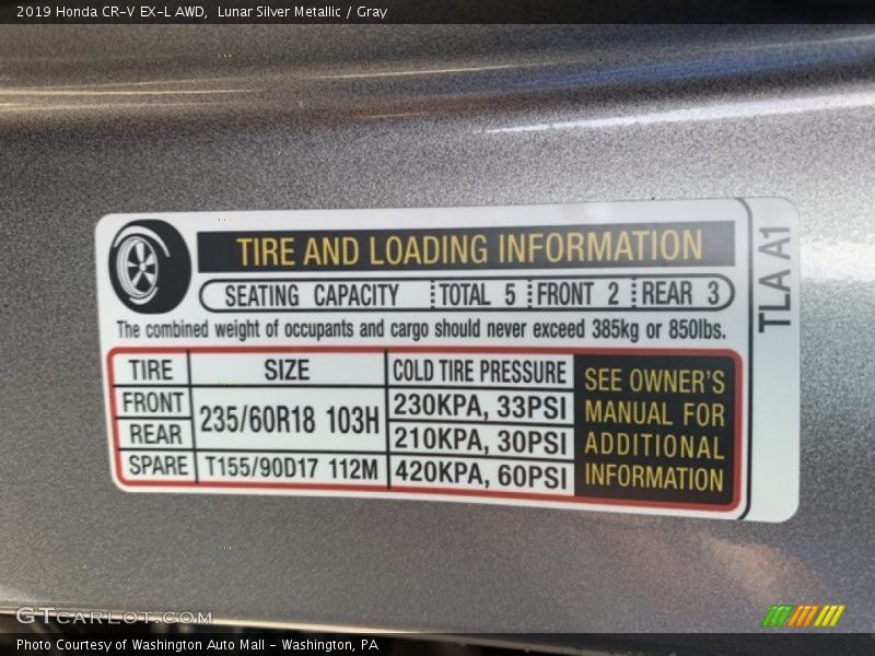 Lunar Silver Metallic / Gray 2019 Honda CR-V EX-L AWD