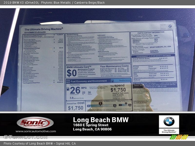 Phytonic Blue Metallic / Canberra Beige/Black 2019 BMW X3 sDrive30i