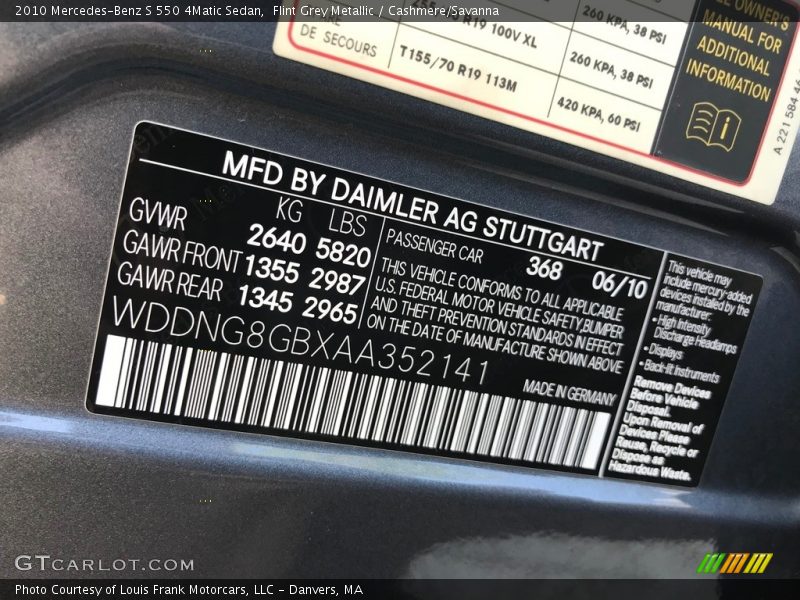 Flint Grey Metallic / Cashmere/Savanna 2010 Mercedes-Benz S 550 4Matic Sedan