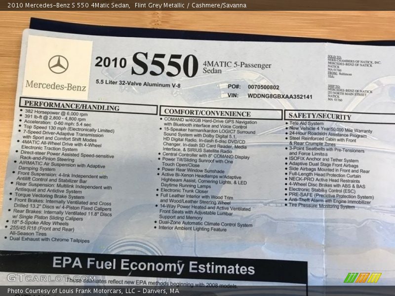 Flint Grey Metallic / Cashmere/Savanna 2010 Mercedes-Benz S 550 4Matic Sedan