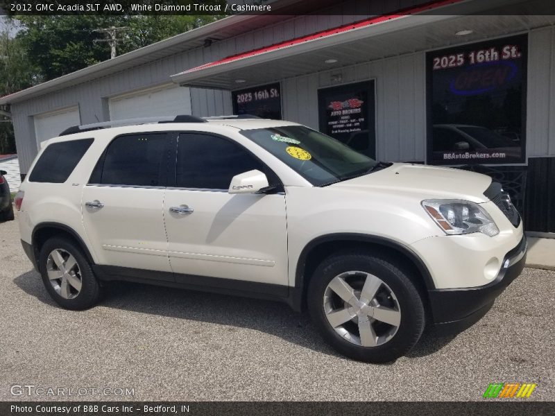 White Diamond Tricoat / Cashmere 2012 GMC Acadia SLT AWD