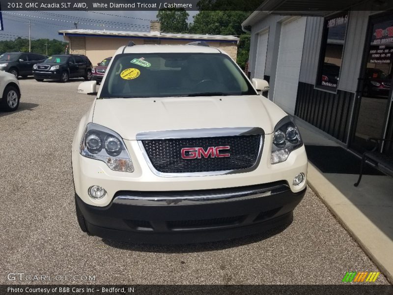 White Diamond Tricoat / Cashmere 2012 GMC Acadia SLT AWD
