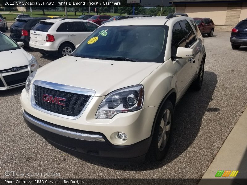 White Diamond Tricoat / Cashmere 2012 GMC Acadia SLT AWD