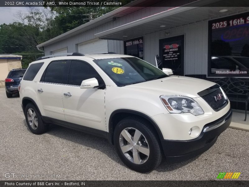 White Diamond Tricoat / Cashmere 2012 GMC Acadia SLT AWD
