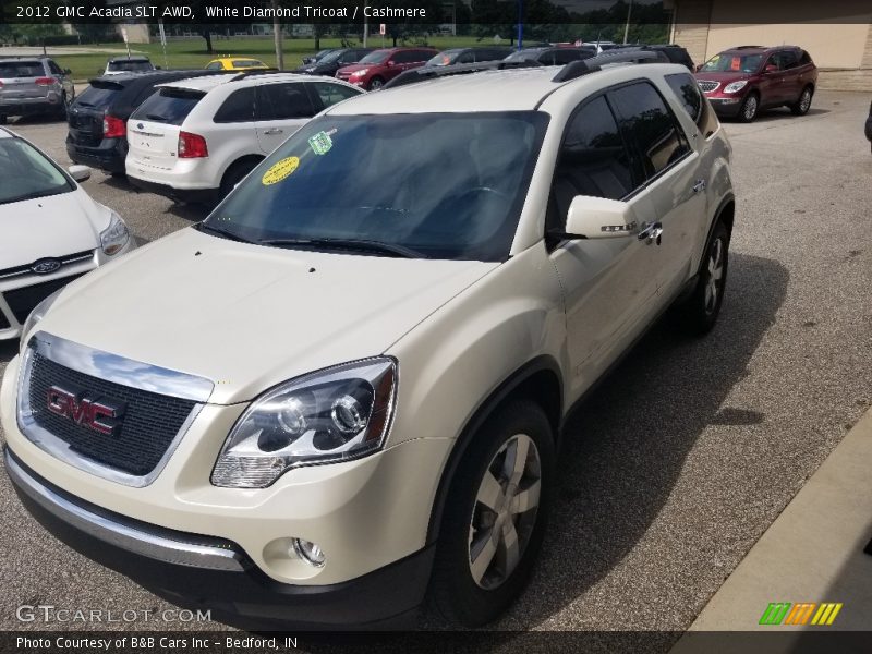 White Diamond Tricoat / Cashmere 2012 GMC Acadia SLT AWD