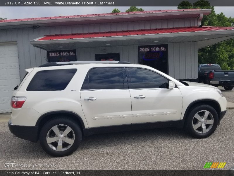 White Diamond Tricoat / Cashmere 2012 GMC Acadia SLT AWD