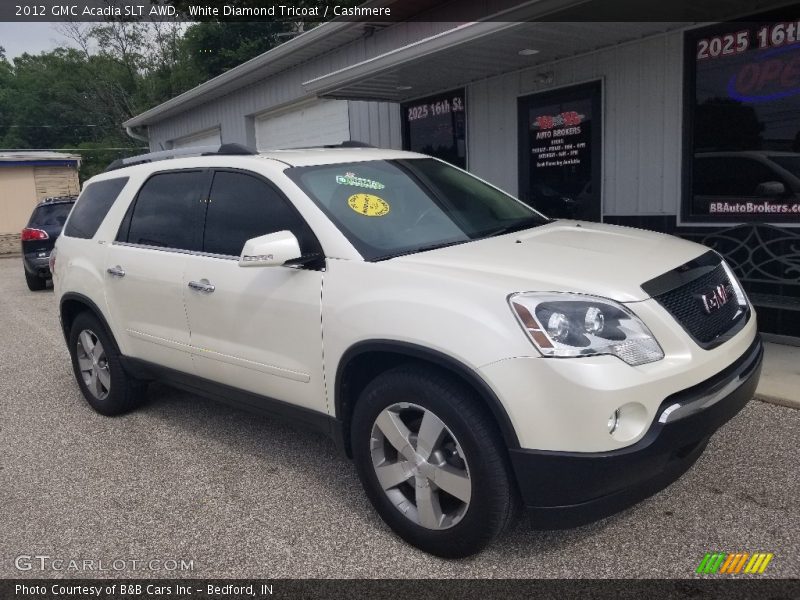 White Diamond Tricoat / Cashmere 2012 GMC Acadia SLT AWD