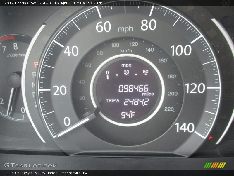 Twilight Blue Metallic / Black 2012 Honda CR-V EX 4WD