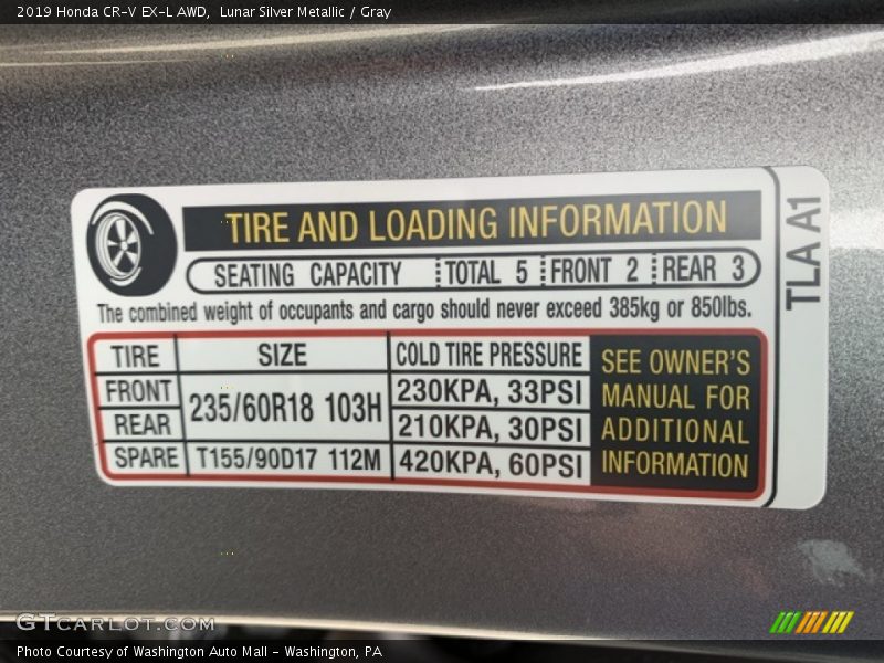 Lunar Silver Metallic / Gray 2019 Honda CR-V EX-L AWD