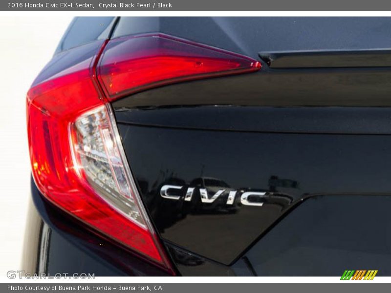 Crystal Black Pearl / Black 2016 Honda Civic EX-L Sedan