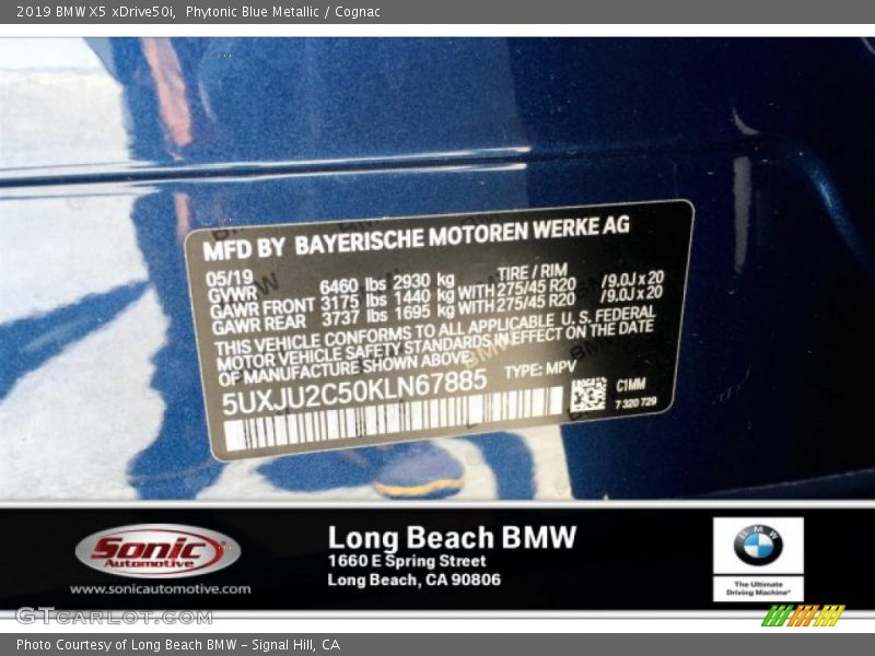 Phytonic Blue Metallic / Cognac 2019 BMW X5 xDrive50i